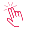 Pink icon symbolising a hand touching