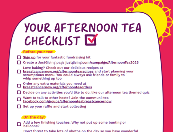Afternoon Tea Checklist Image