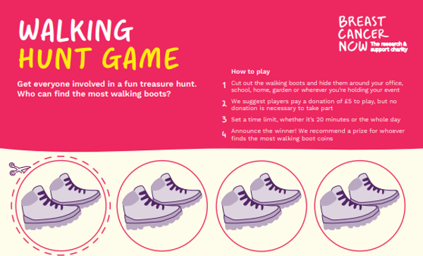 A treasure hunt walking game, with illustrations of walking boots to cut out and hide.